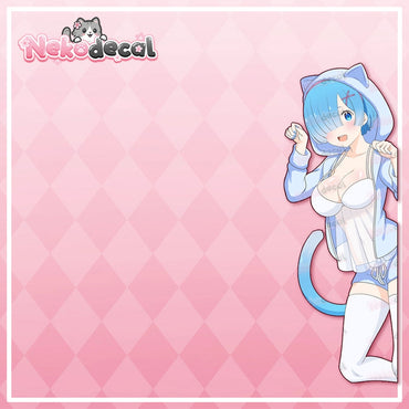 NekoDecal Side Peek Sticker Blue Twin