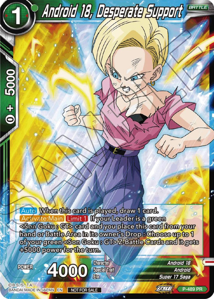 Androide 18, Apoyo desesperado (Paquete de torneos de la serie Zenkai Vol.3) (P-489) [Tarjetas de promoción de torneos] 