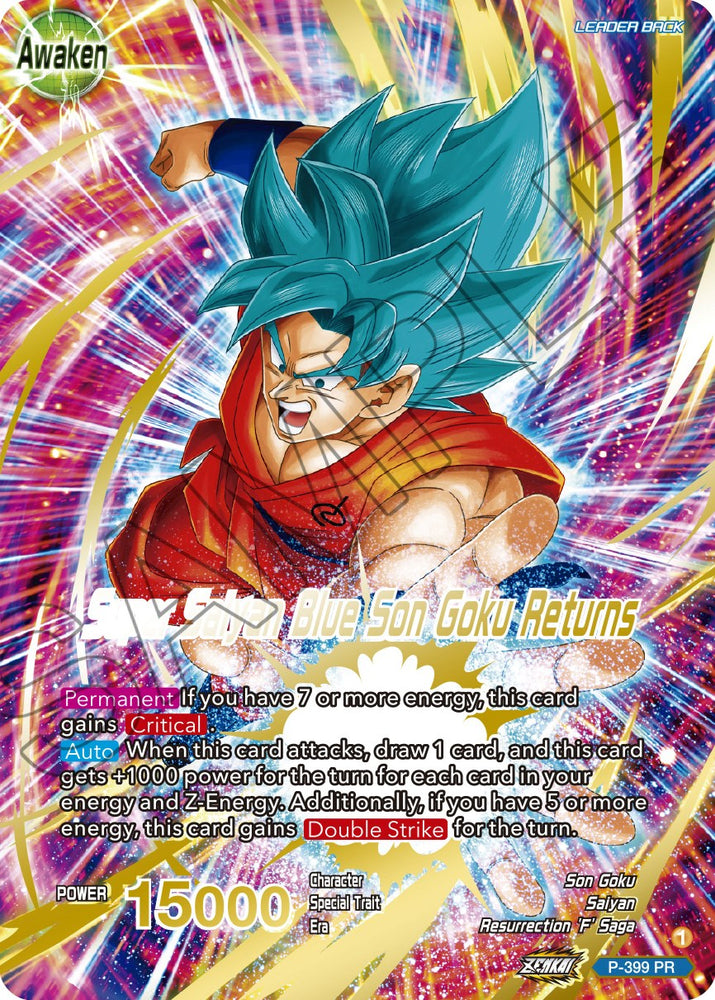 Son Goku // Super Saiyan Blue Son Goku Returns (estampado en oro) (P-399) [Tarjetas de promoción] 