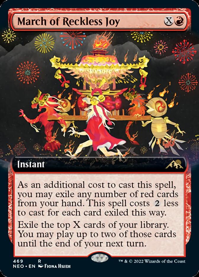 Marcha de la alegría imprudente (arte extendido) [Kamigawa: Neon Dynasty] 