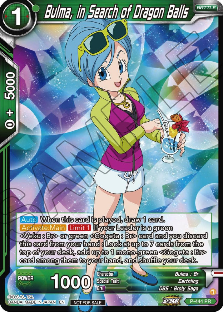 Bulma, en busca de Dragon Balls (Paquete de torneos de la serie Zenkai Vol.2) (P-444) [Tarjetas de promoción de torneos] 