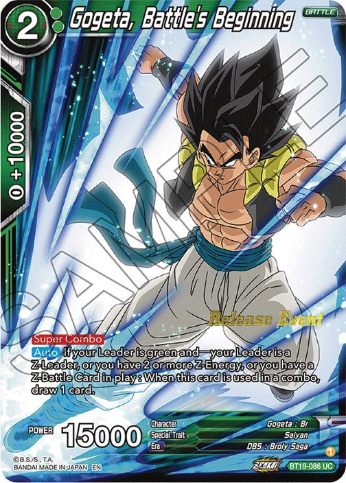 Gogeta, El comienzo de la batalla (Paquete de vacaciones Fighter's Ambition) (BT19-086) [Tarjetas de promoción de torneos] 