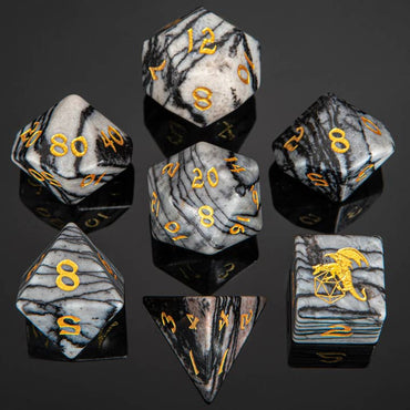 Dragon's Hoard Gem Stone Polyhedral Dice Set - Black Agate