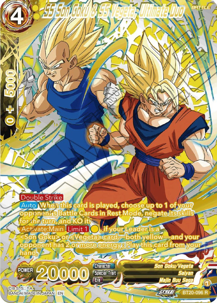 SS Son Goku y SS Vegeta, Ultimate Duo (estampado en oro) (BT20-096) [Poder absorbido] 