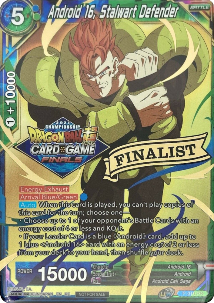 Androide 16, Defensor incondicional (Conjunto de bóveda de paquete de torneo 2021 - Finalista con sello de oro) (P-310) [Tarjetas de promoción de torneo] 