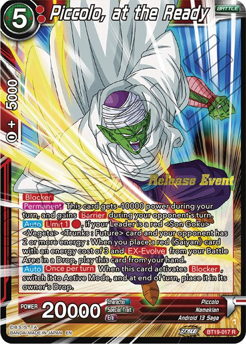 Piccolo, listo (Paquete de vacaciones Fighter's Ambition) (BT19-017) [Tarjetas de promoción de torneos] 