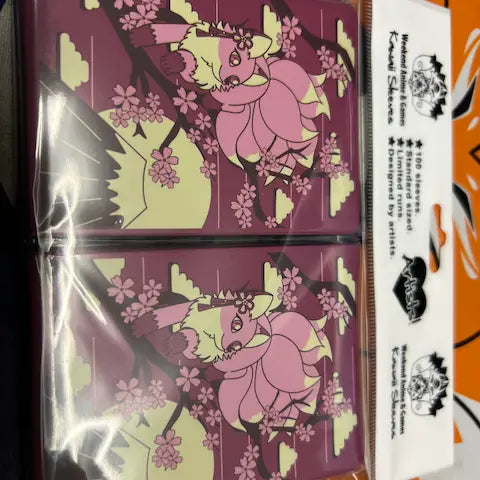 Kawaii Custom Gaming Card Sleeves: Pink Kitsune