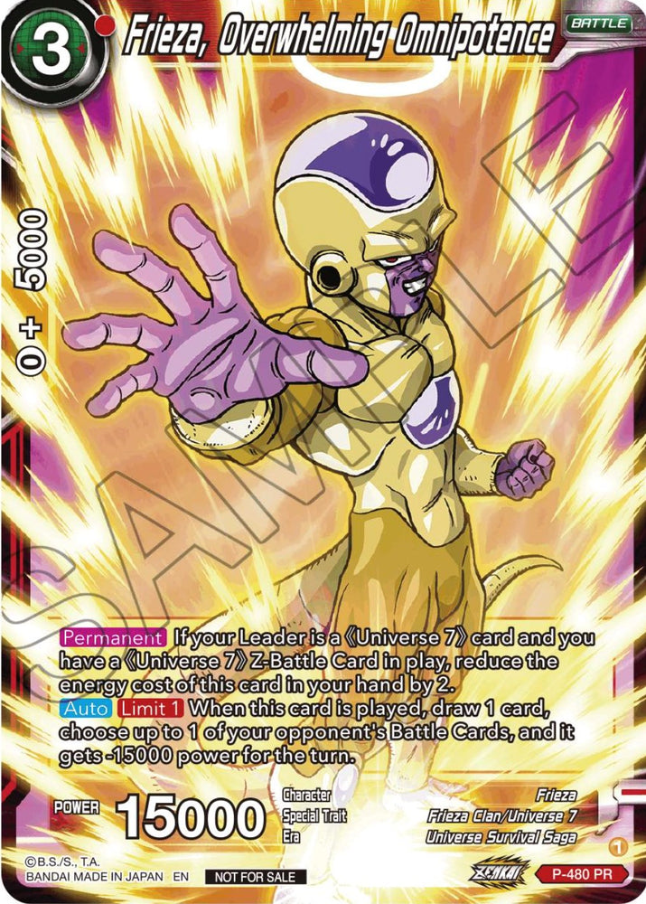 Frieza, omnipotencia abrumadora (Paquete de torneos de la serie Zenkai Vol.3) (P-480) [Tarjetas de promoción de torneos] 