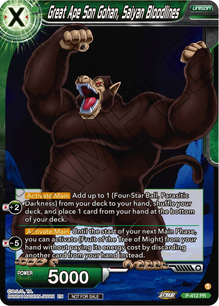 Gran Simio Son Gohan, Saiyan Bloodlines (Paquete de torneos de la serie Zenkai Vol.1) (P-412) [Tarjetas de promoción de torneos] 