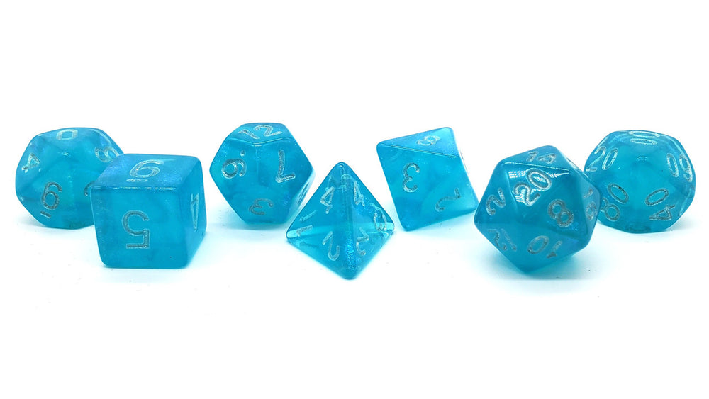 Old School 7 Piece DnD RPG Dice Set: Galaxy - Arctic Shimmer