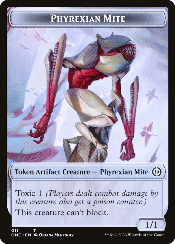 Ácaro pirexiano (011) // La ficha de doble cara del centinela hueco [Phyrexia: todas las fichas serán una] 