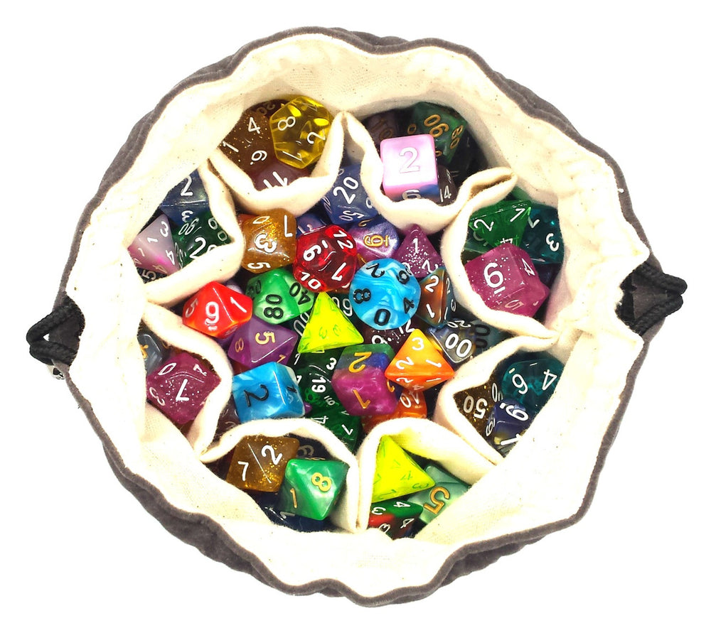 Old School Dice: Bag of Many Pouches Dice Bag - Gray