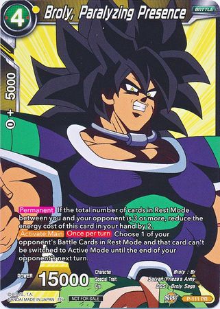Broly, Presencia Paralizante (Broly Pack Vol. 3) (P-111) [Tarjetas de promoción] 