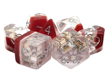 Old School Dice 7-Piece RPG Dice Set: Infused - Beach Party - Red