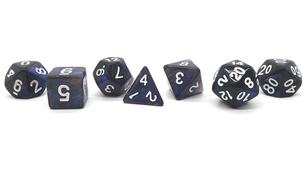 Old School 7 Piece DnD RPG Dice Set: Galaxy - Black Hole