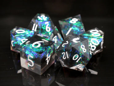 Old School Dice: Sharp Edged 7-Piece Dice Set - Blitzar