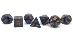 Old School 7 Piece DnD RPG Dice Set: Galaxy - Deep Blue & Black