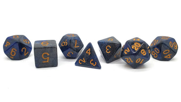 Old School 7 Piece DnD RPG Dice Set: Galaxy - Deep Blue & Black