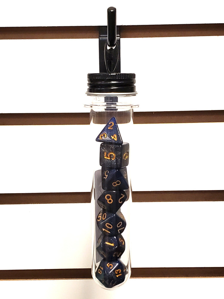 Old School 7 Piece DnD RPG Dice Set: Galaxy - Deep Blue & Black