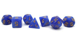 Old School 7 Piece DnD RPG Dice Set: Galaxy - Blue & White