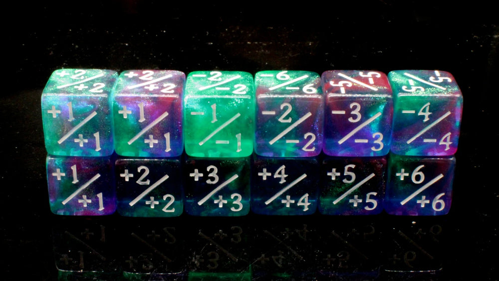 Old School Dice: +/- Counter Dice 12ct Set - Galaxy - Cosmic Stardust