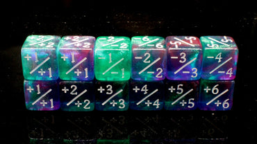 Old School Dice: +/- Counter Dice 12ct Set - Galaxy - Cosmic Stardust