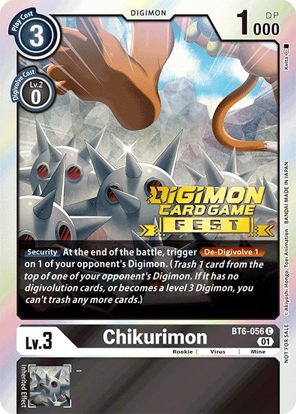 Chikurimon [BT6-056] (Digimon Card Game Fest 2022) [Promociones de doble diamante] 