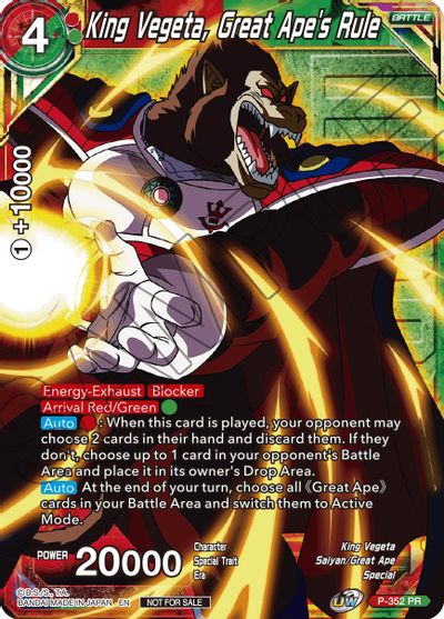 Rey Vegeta, gobierno del gran simio (ganador sellado) (P-352) [Tarjetas de promoción de torneos] 
