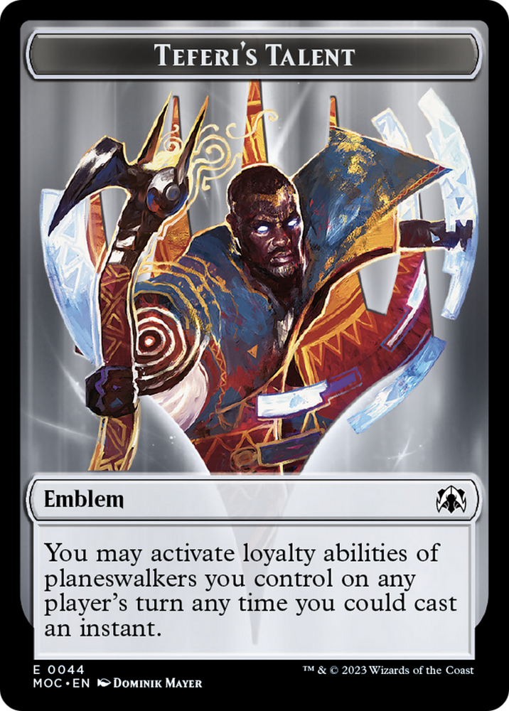 Emblema de talento de Teferi [Fichas de Comandante de la Marcha de la Máquina] 