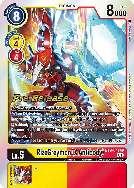 RizeGreymon (Anticuerpo X) [BT9-041] [Promociones previas al lanzamiento de X Record] 