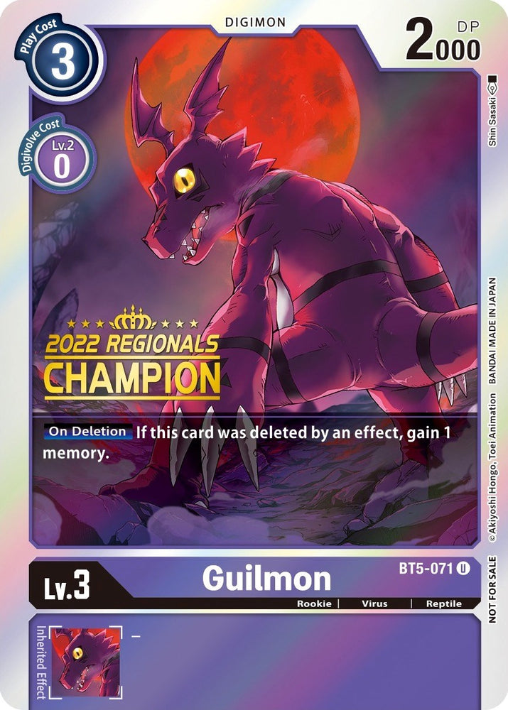 Guilmon [BT5-071] (Campeonato Regional Desconectado 2022) (Campeón en línea) [Battle of Omni Promos] 