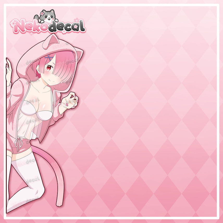 NekoDecal Side Peek Sticker Pink Twin
