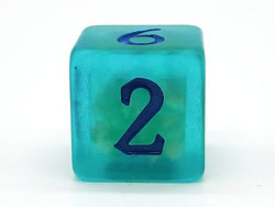 Old School 7 Piece DnD RPG Dice Set: Infused - Frosted Firefly - Cyan w/ Blue