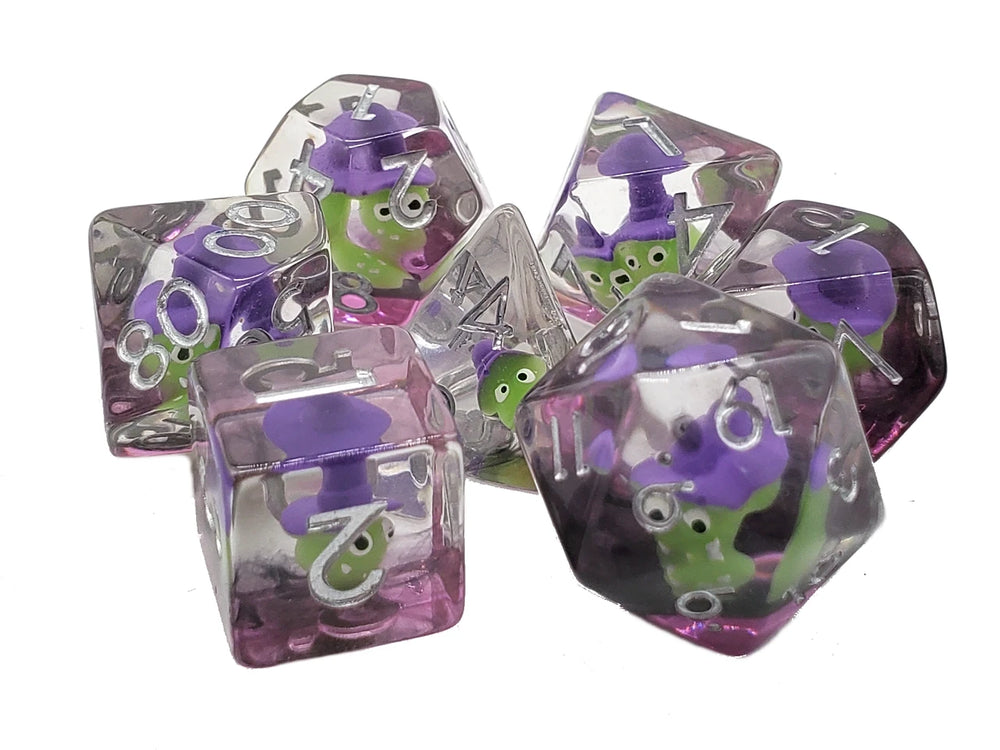 Old School Dice 7-Piece RPG Dice Set: Infused - Green Goblin