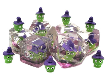 Old School Dice 7-Piece RPG Dice Set: Infused - Green Goblin