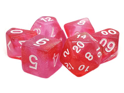 Old School 7 Piece DnD RPG Dice Set: Galaxy - Pink Shimmer