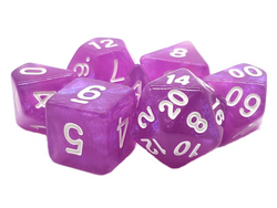 Old School 7 Piece DnD RPG Dice Set: Galaxy - Lilac Shimmer