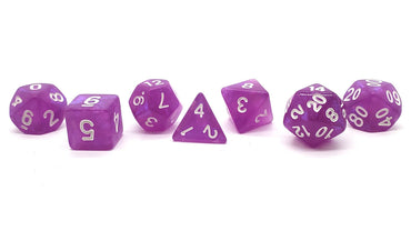 Old School 7 Piece DnD RPG Dice Set: Galaxy - Lilac Shimmer