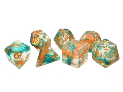 Old School 7 Piece DnD RPG Dice Set: Luminous - Koi Pond