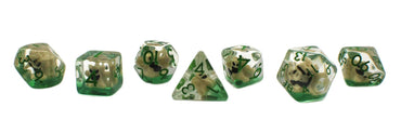 Old School Dice 7-Piece RPG Dice Set: Infused - Tree Monster - Brown with Green