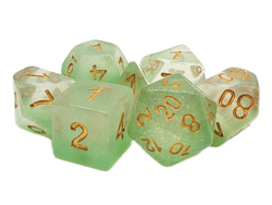 Old School 7 Piece DnD RPG Dice Set: Luminous - Morning Mist