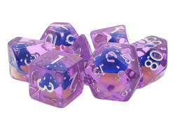 Old School 7 Piece DnD RPG Dice Set: Infused - Mushroom - Blue
