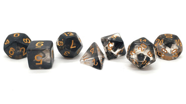 Old School 7 Piece DnD RPG Dice Set: Odyssey - Black