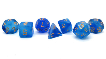 Old School 7 Piece DnD RPG Dice Set: Odyssey - Blue
