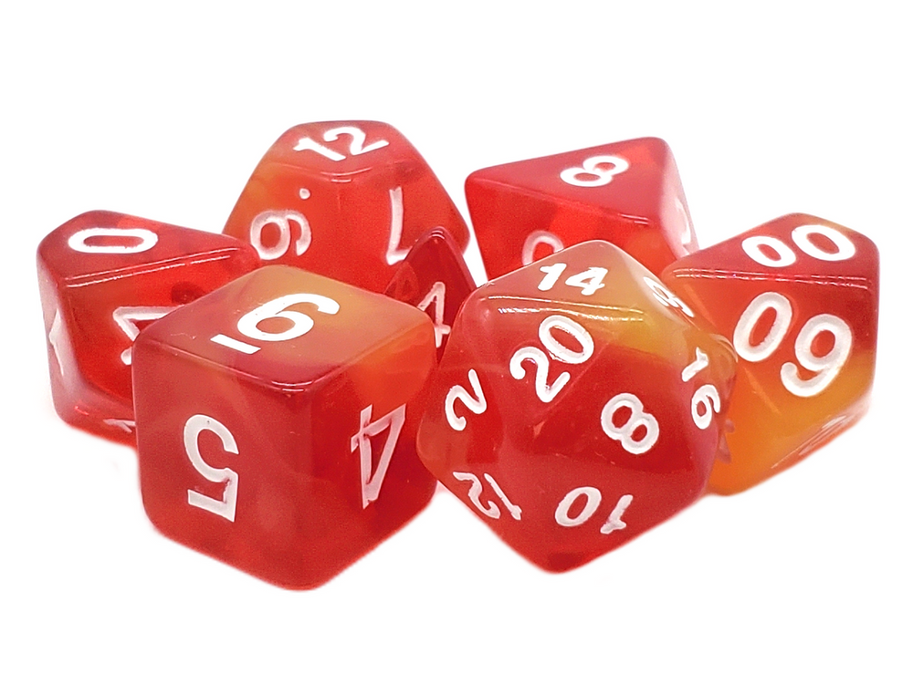 Old School 7 Piece DnD RPG Dice Set: Odyssey - Phoenix Rising