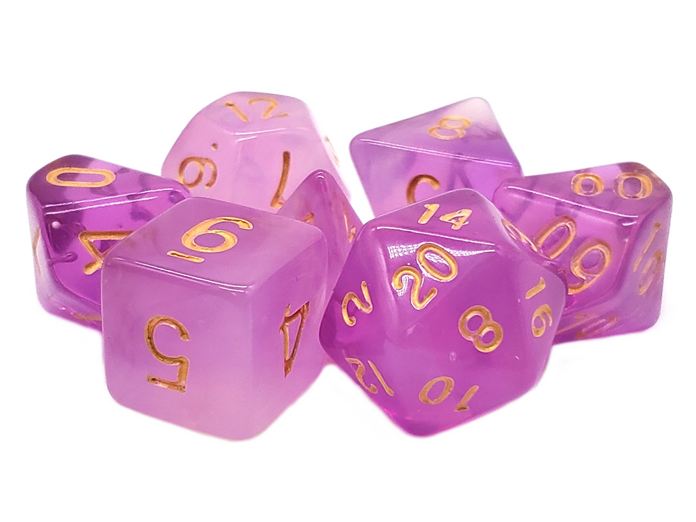 Old School 7 Piece DnD RPG Dice Set: Odyssey - Light Purple