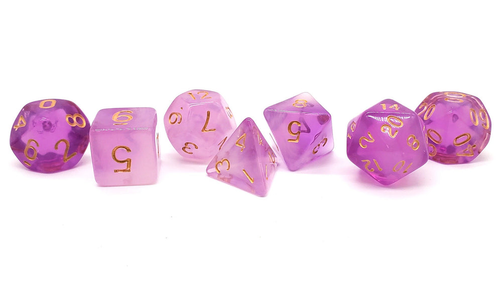 Old School 7 Piece DnD RPG Dice Set: Odyssey - Light Purple