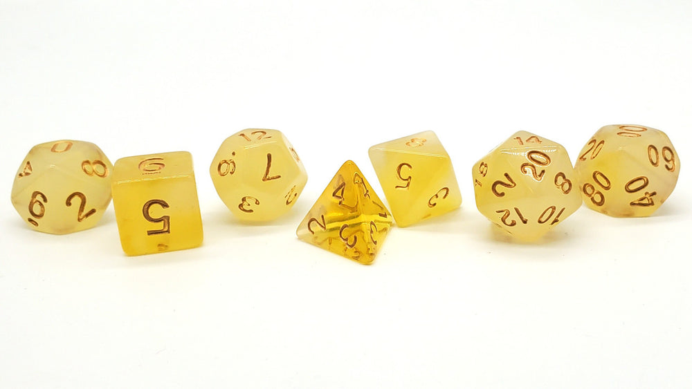 Old School 7 Piece DnD RPG Dice Set: Odyssey - Yellow
