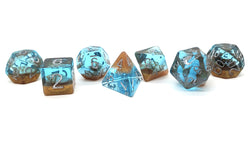 Old School 7 Piece DnD RPG Dice Set: Infused - Beach Party - Sunken Treasure