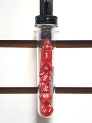 Old School 7 Piece DnD RPG Dice Set: Pearl Drop - Red